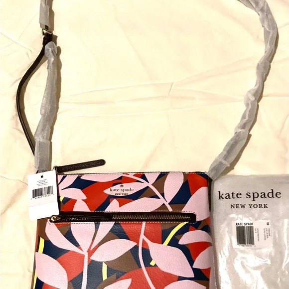 Kate Spade Jackson Tropical Toss Pebbled Leather Crossbody NWT. - Picture 5 of 8